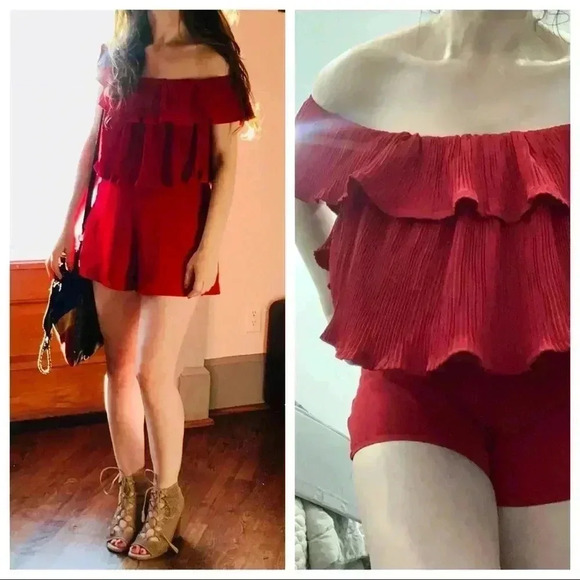 Red Ruffled sexy Romper - Picture 1 of 7